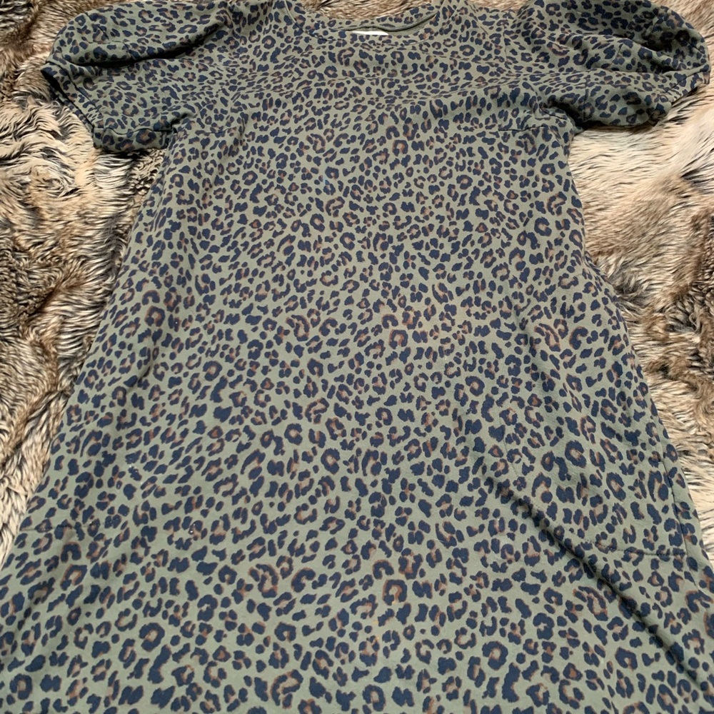 Velvet by Graham & Spencer Jolene Leopard Cheetah Print Puff Sleeve Mini Size L